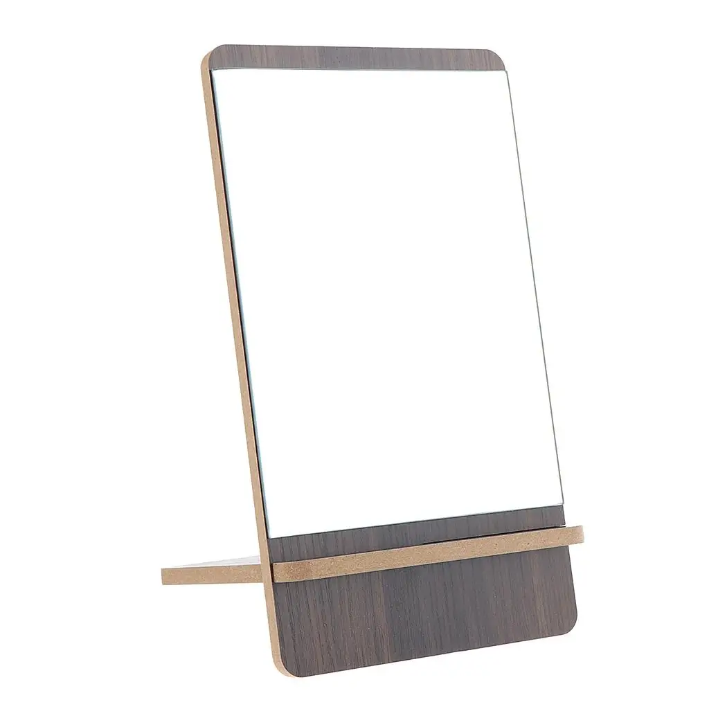 Square Wood Frame Mirror  Desktop Vanity Countertop Mirror Makeup Mirror