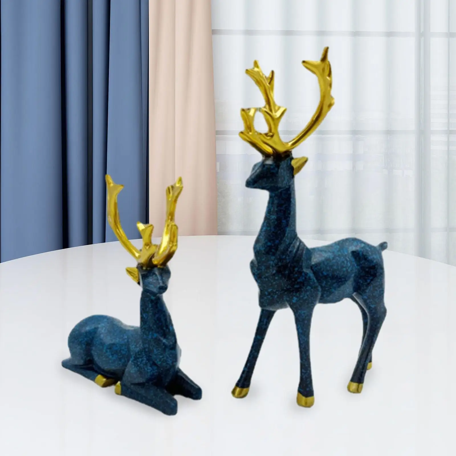 Deer Statue Decoration Resin European Style Deer Figurines Sitting Standing Deer Statues Animal Statue for Office Bedroom Car