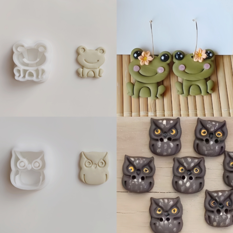 Tier Serie Mini niedlichen Hund/Affe/Kaninchen/Eule/Frosch geformte Ton formen für DIY handgemachte Schmuck Ohrringe Dekoration Ton schneider – Detail 5