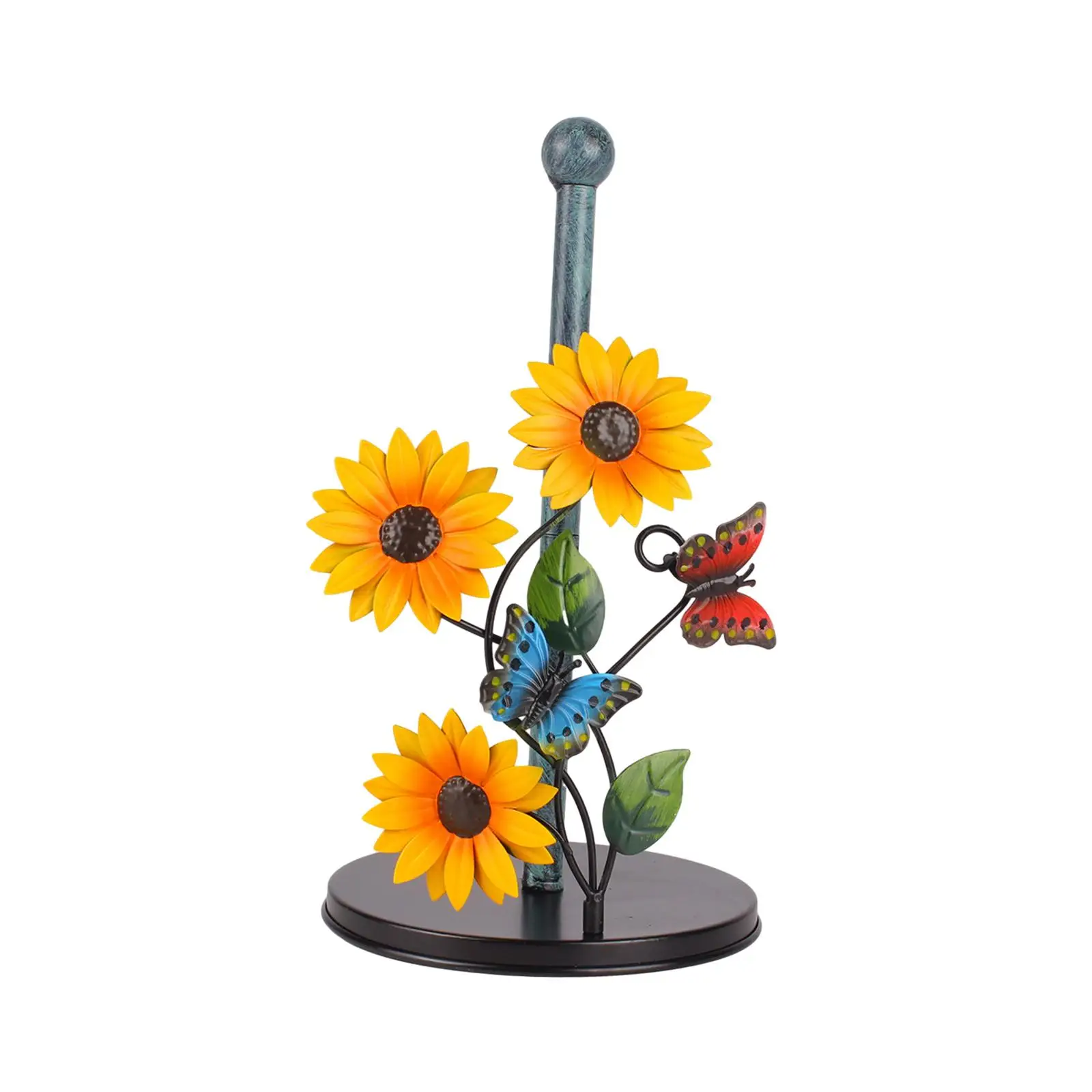 Stylish Sunflowers Paper Holder Countertop Storage Kitchen Roll Paper Towel Holder for Bars Kitchen Restaurant Indoor Washroom