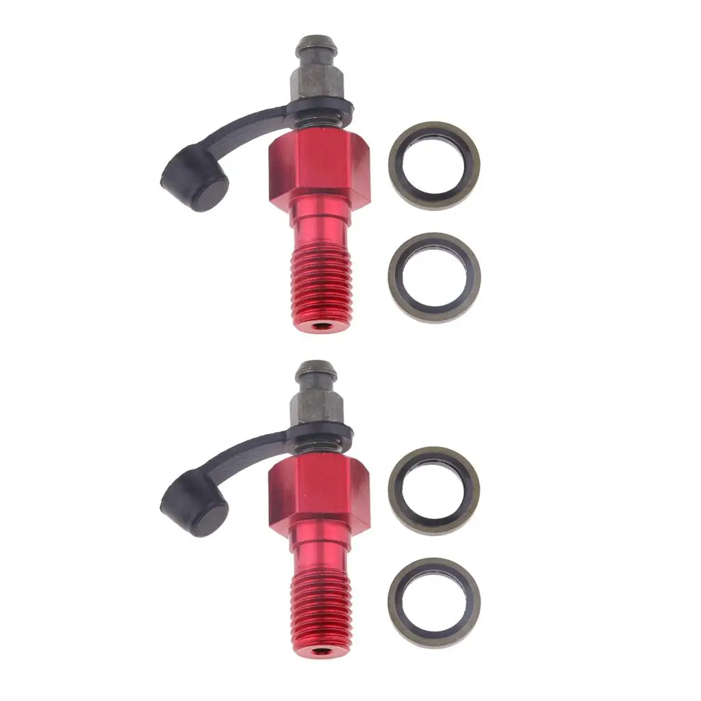 2x Motorcycle Brake Caliper Banjo Bolt & Bleed /Screw  1.25mm Red