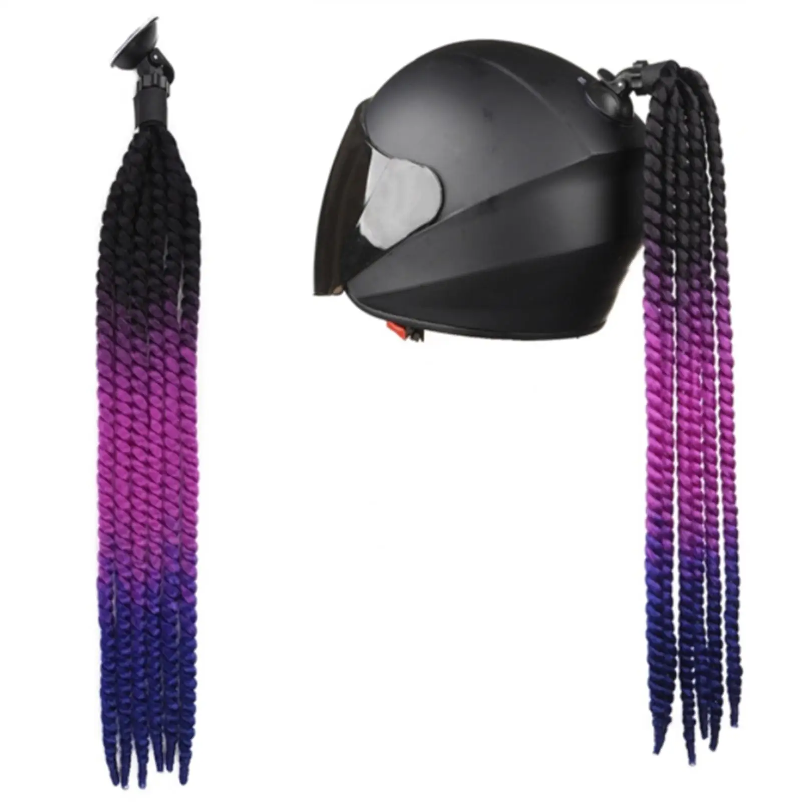 Helmet Pigtails Cosplay Wig Decoration Gradient Ramp for Motorcycle