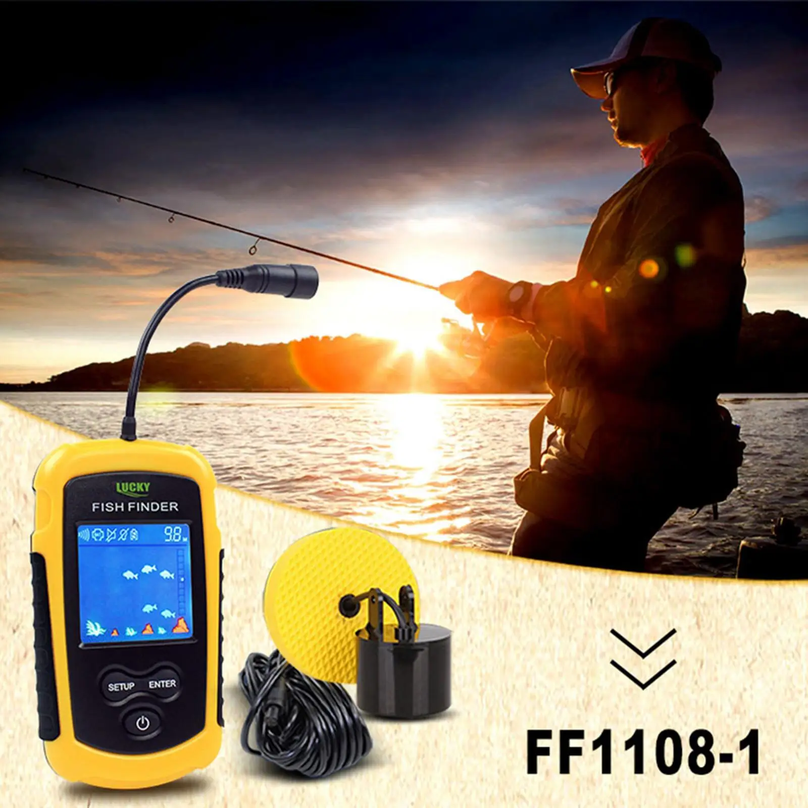 Handheld Fish Finder Portable, Fishing Kayak Fishfinder, Fish Depth Finder