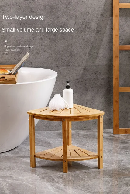 Taburete corto de madera maciza para baño, pequeño banco de madera  anticorrosión, ducha, baño de ancianos, asiento especial antideslizante,  impermeable - AliExpress