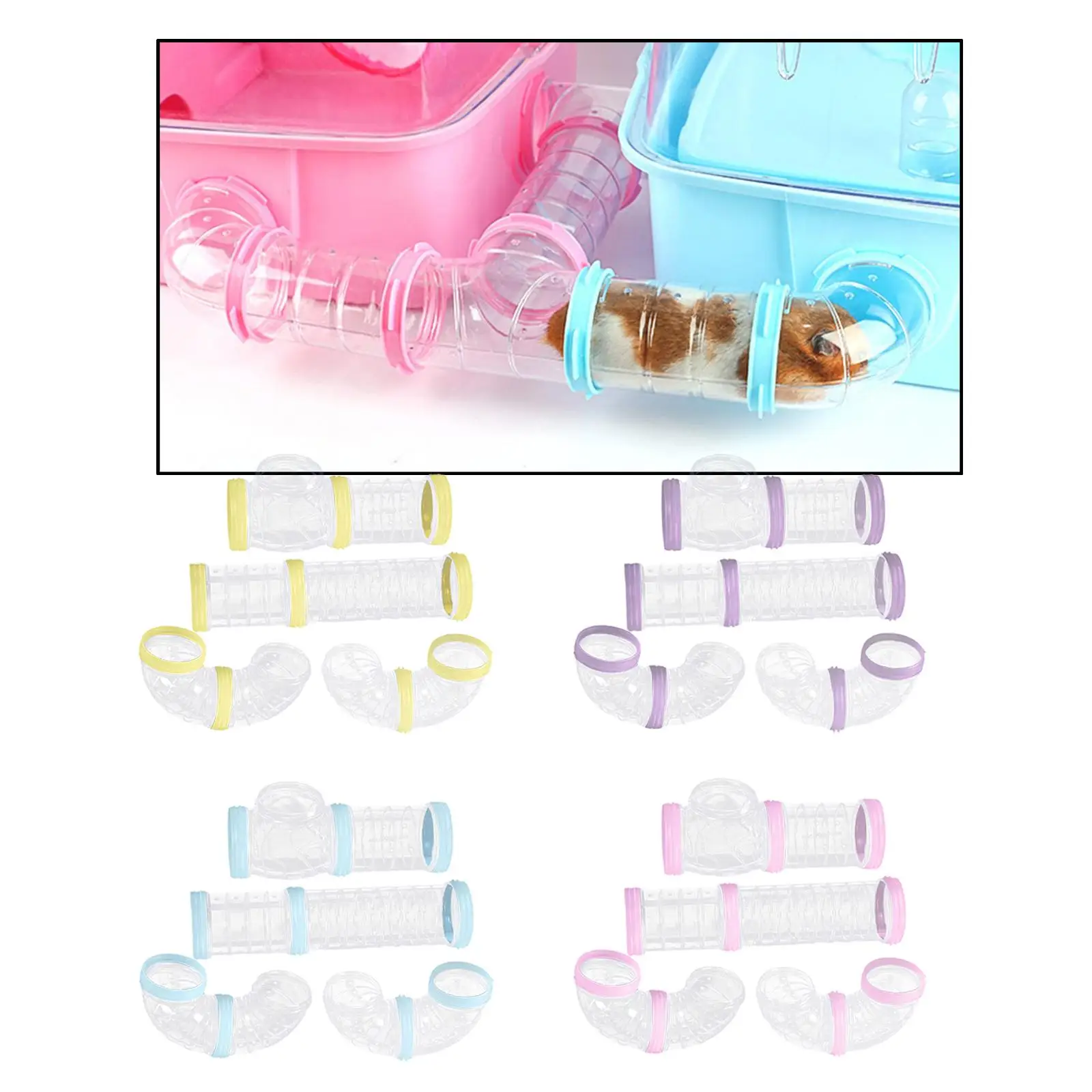 8 Pieces Multifunctional Hamster Tubes Set Connection Tunnels for Small Pets
