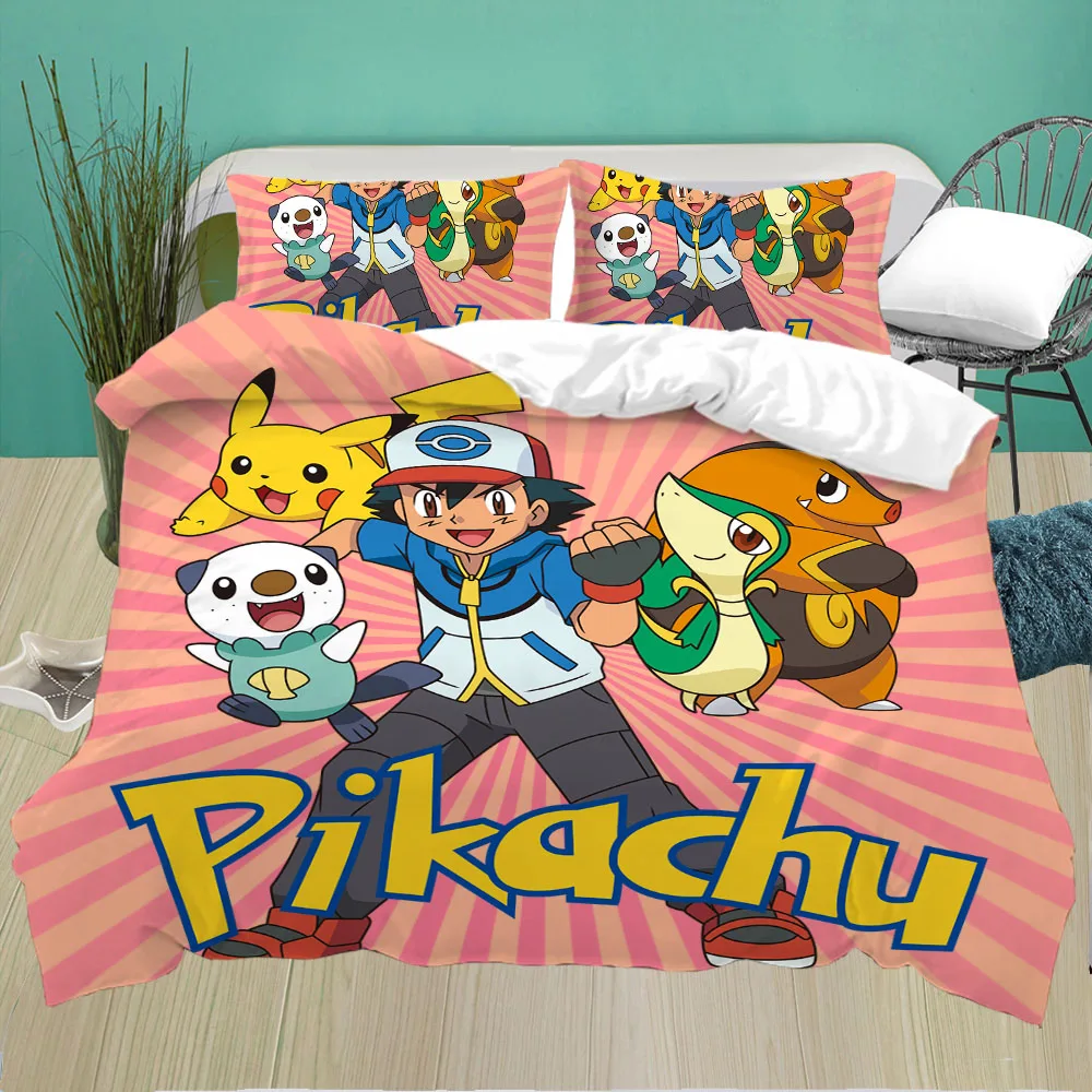 poco claro cojo Red de comunicacion Funda de edredón de Pokémon para niños, ropa de cama con dibujos animados  de Pikachu Charmander, de poliéster, decoración de dormitorio| | -  AliExpress