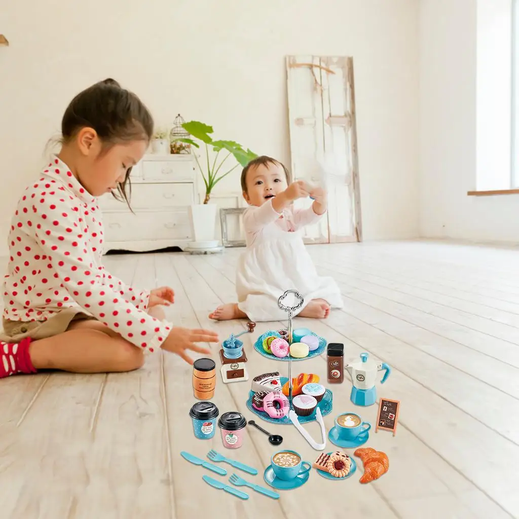 Pretend Play Tea Party Toy Food Coffee Machine Afternoon Tea Set Set No BPA Indoor Outdoor Toys
