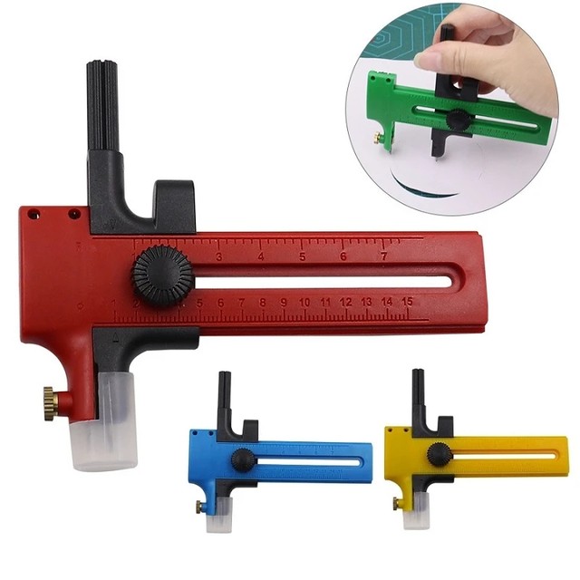 Taglierina Circolare Per Carta - Taglia Cerchi 1-30cm, Con 6 Lame, Gialla - Foto 5