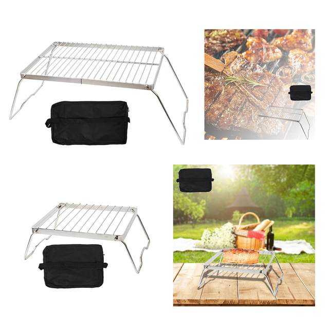 Camping Grill Grate Stainless Steel Multifunctional Portable Folding Grill Rack Gas Stoves Burner Bracket for Camping Home