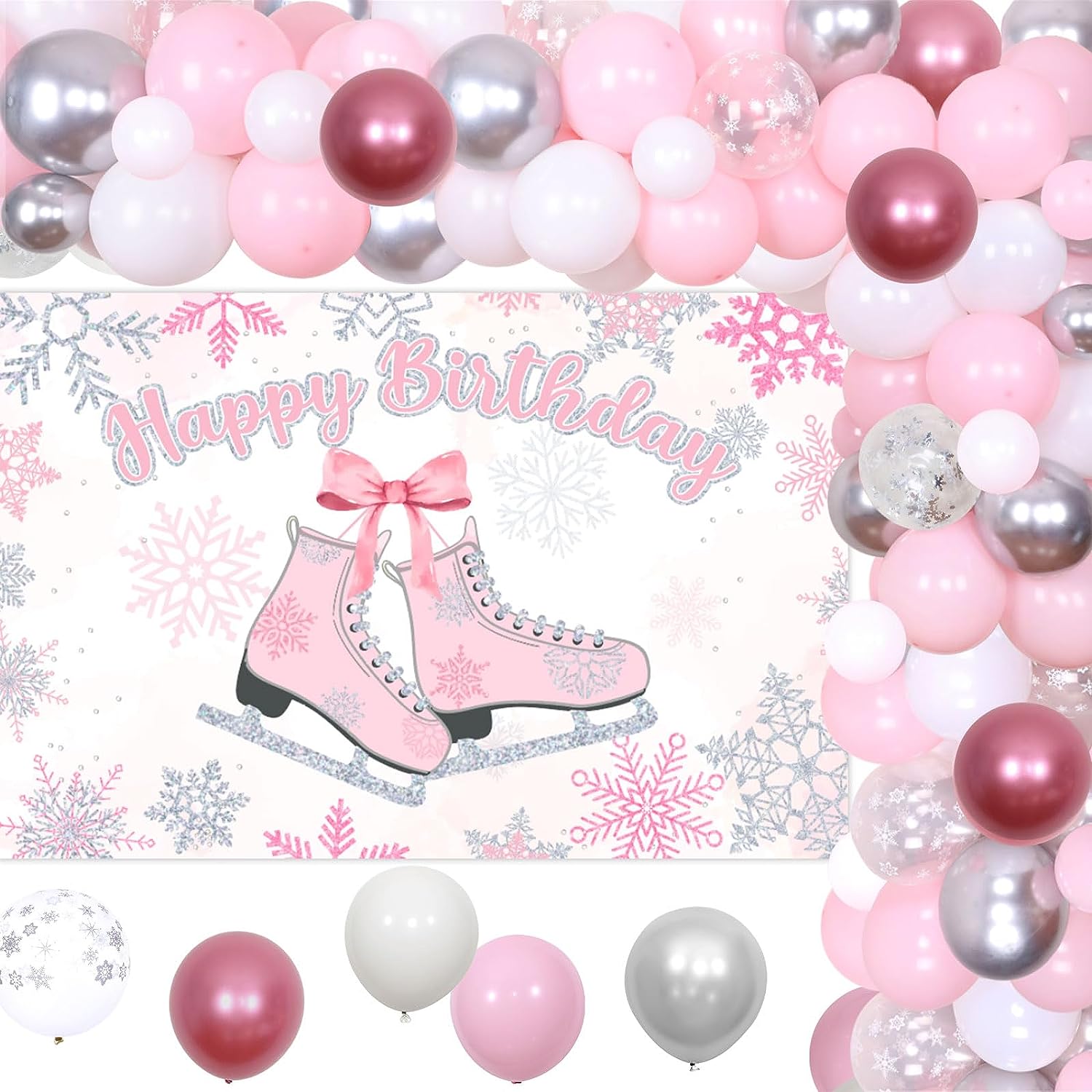 Pink Ice Skating Birthday Party Decorações para