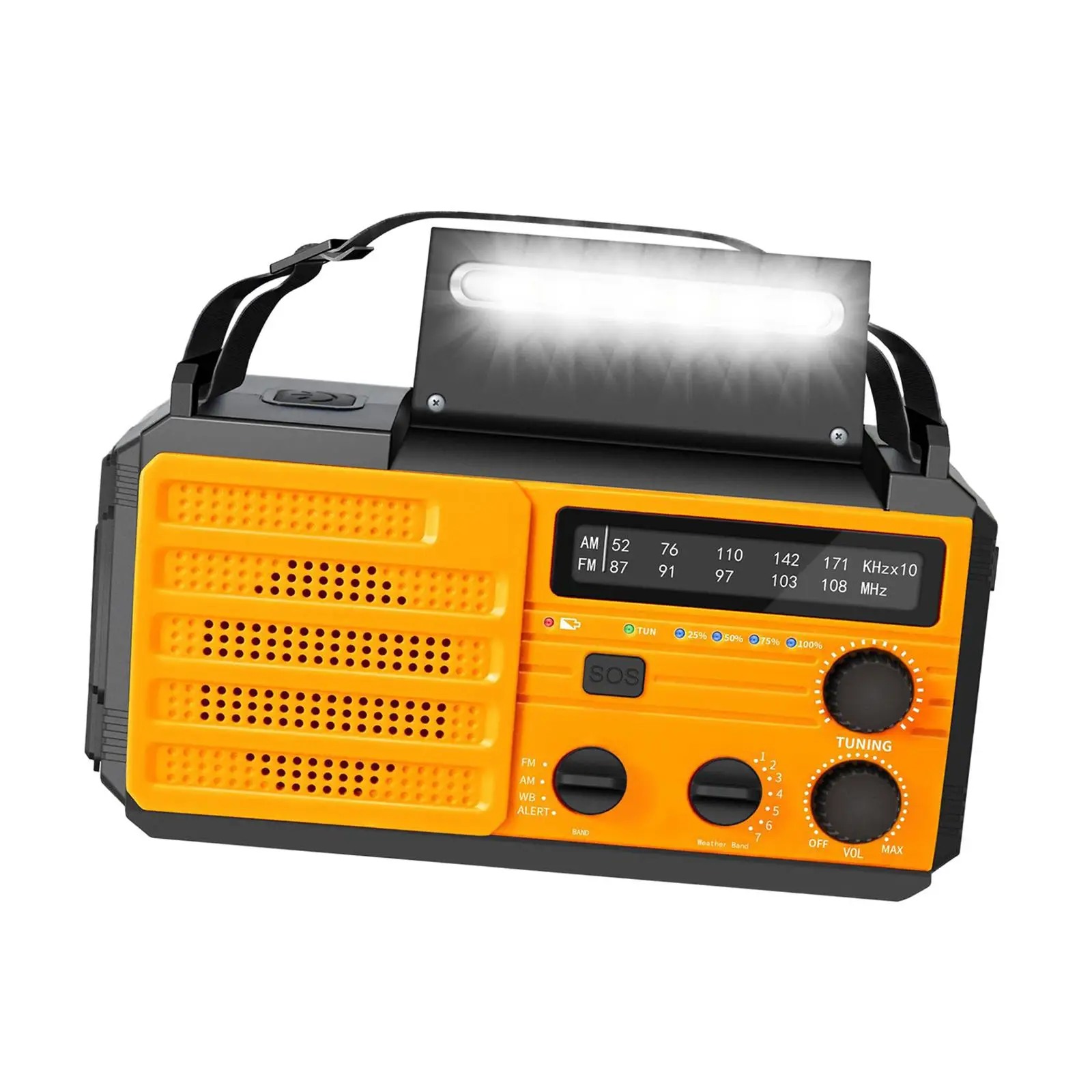Solar Radio Dynamo Radio with Flashlight Solar Powered Portable 8000mAh Emergency Radio for Home Camping Travel Survival Orange