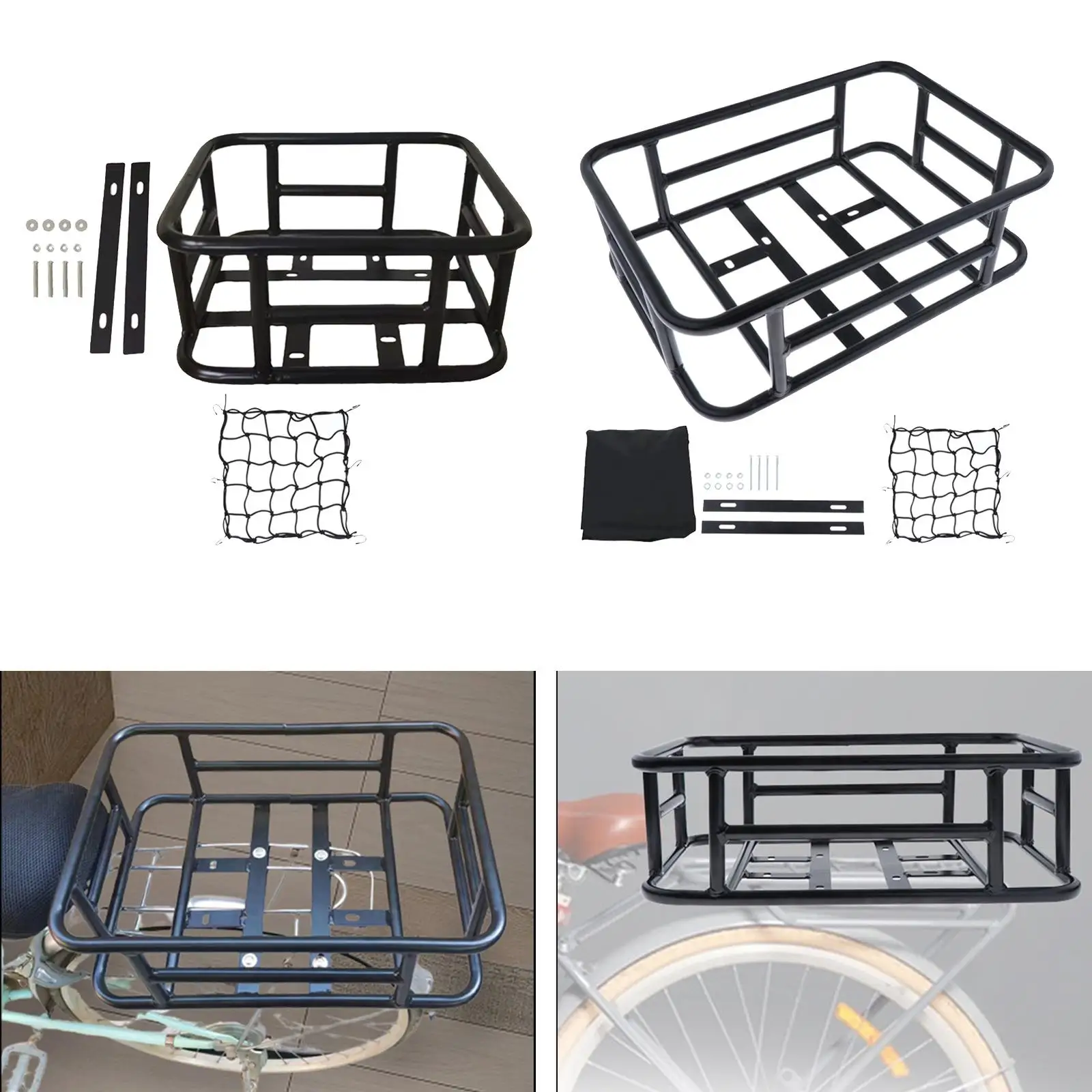 Rear Rack Bike Basket Bicycle Rear Cargo Rack Luggage Package Rack Iron Rear Bicycle Basket Pets Carrier for Shopping Luggage
