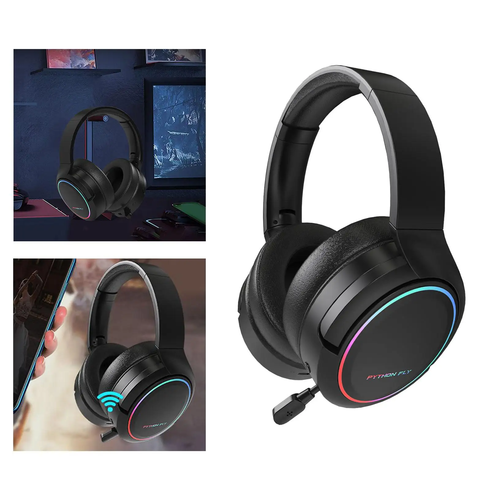 Wireless Gaming Headset with Microphone Stereo Sound Noise Canceling for PS5 Laptop