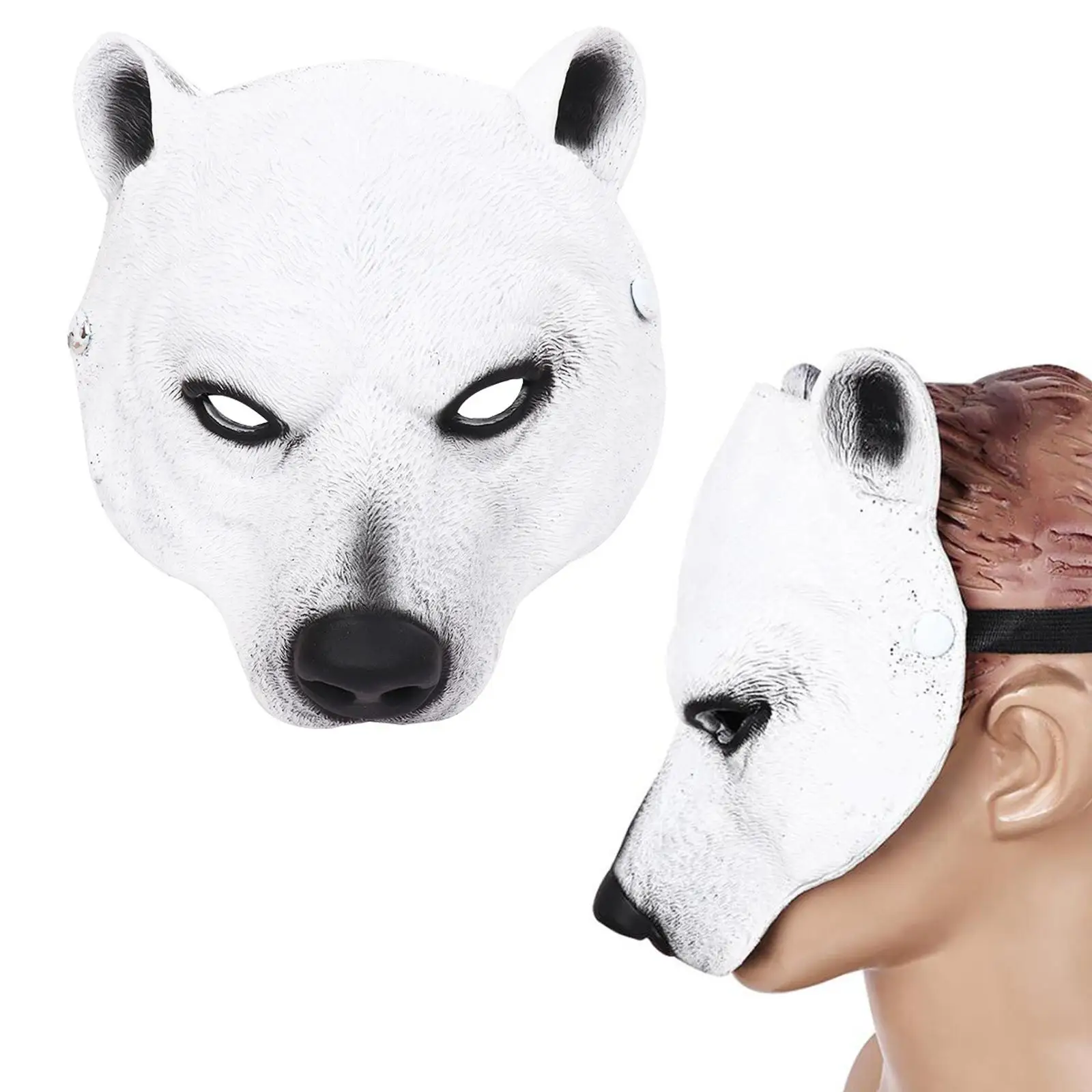 3D Halloween Polar Bear Mask Realistic Facial Cover Half Face Mask for Festival Costume Party Props Carnival Stage Performance