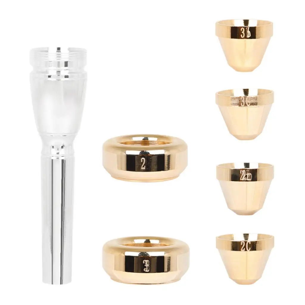 Brass Trumpet Mouthpiece with 6 Mouthpiece Head Standard Size Mouth Muscles Builder Durable