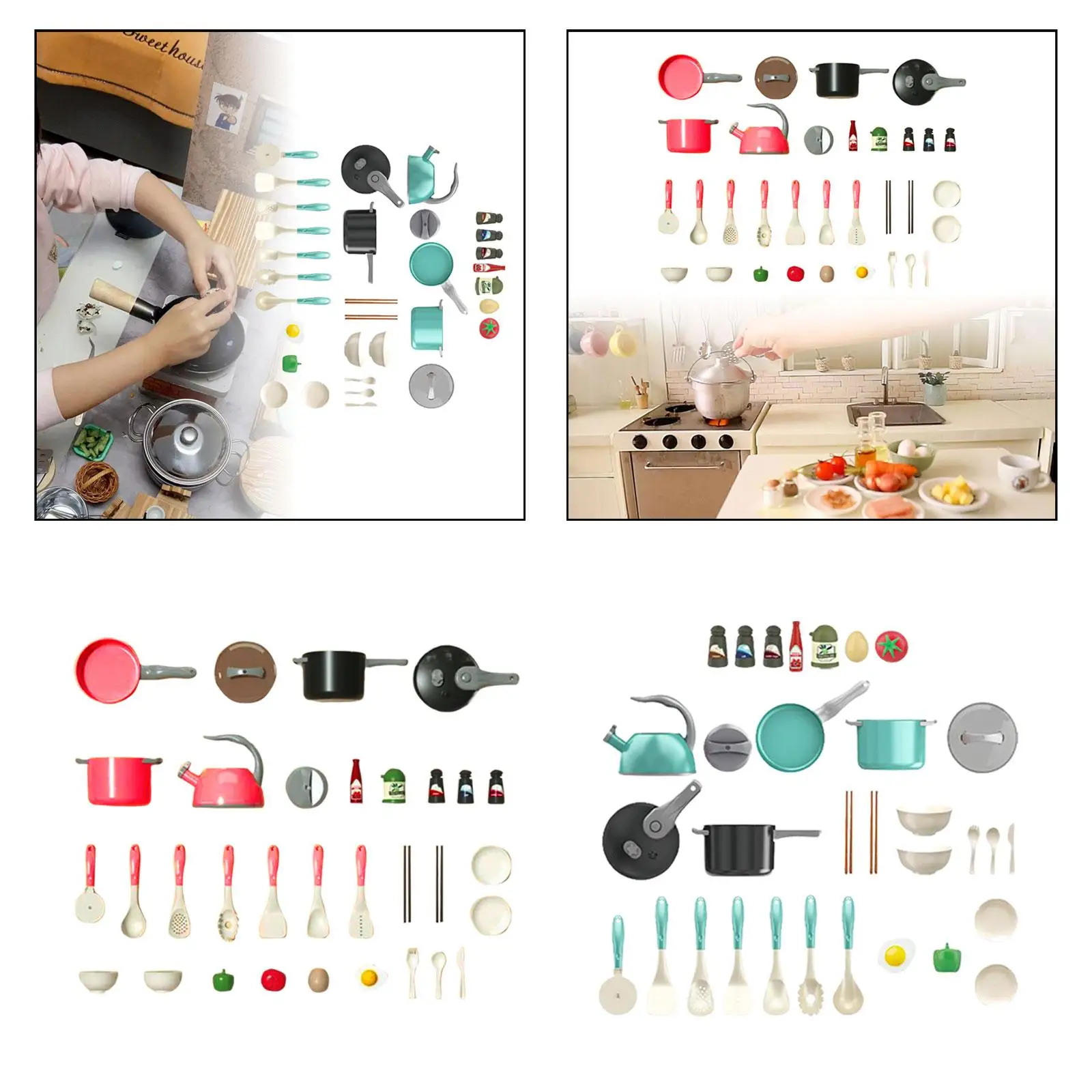 32Pcs Kids Pretend Kitchen DIY Kitchen Accessories Playset for Kids Children