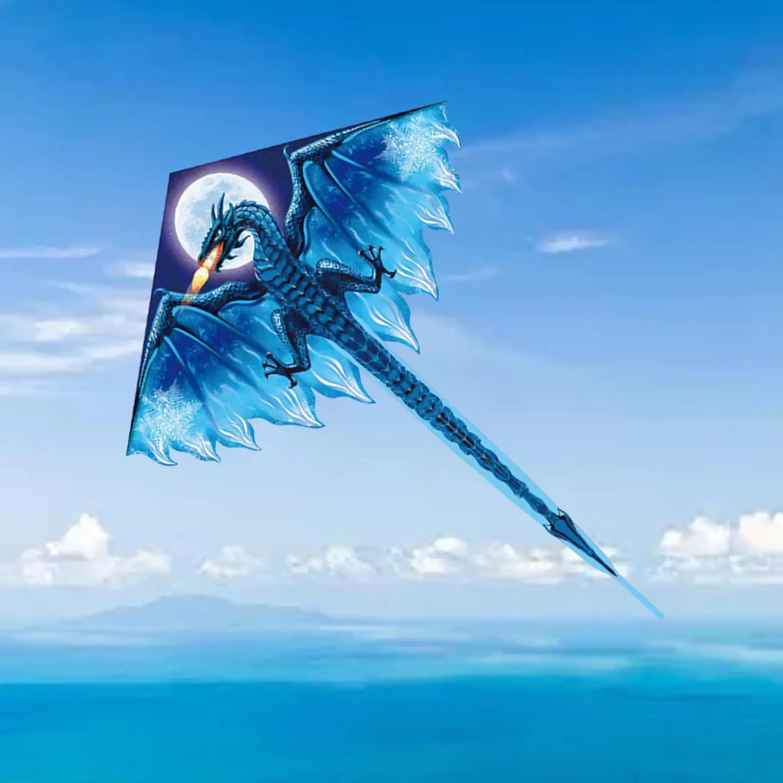 Large Spring Kite ice to Fly Colorful 3D dragon Animal for Park Beach Windy Day family