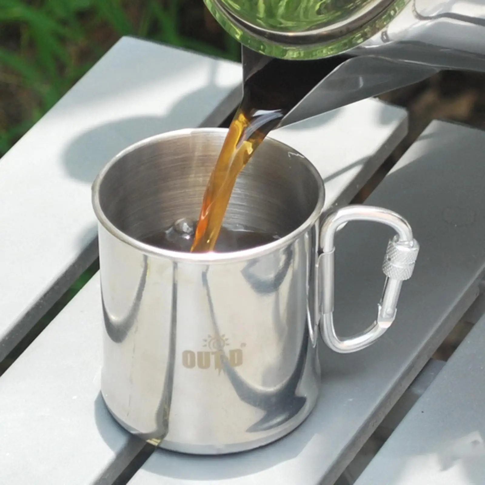 Double Portable Camping 50ml Milk Drinking Mug Carabiner Handle Outdoor