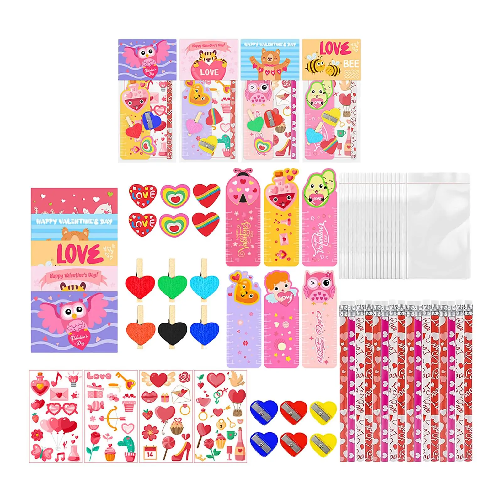 Assorted Valentines Stationery Set Valentine`s Day Party Favors Exchange Gift Supplies for Girls Friend Children Student Teacher