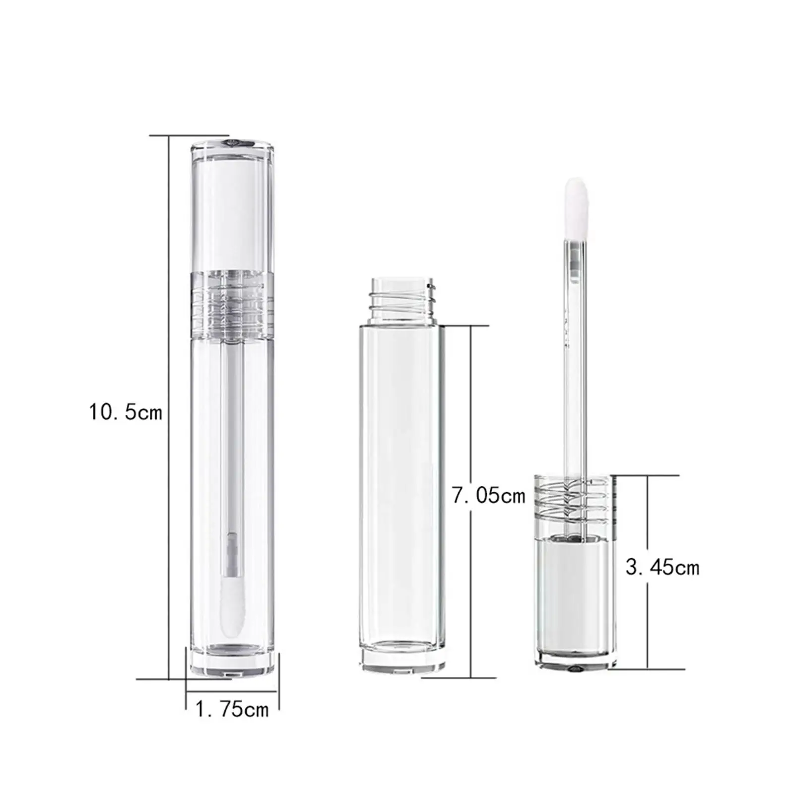 10 Pieces Lip Gloss Tubes Containers Empty Refillable Cosmetic Bottles Samples Portable Sample Packaging Clear for Women Girls