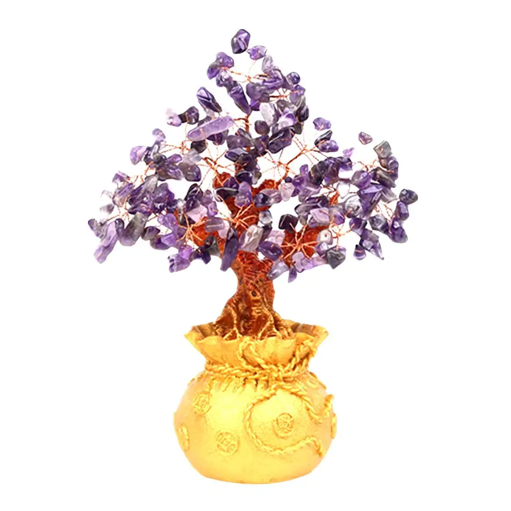 7inch Mini Crystal Money Tree Bonsai Style Feng Shui Bring Wealth Luck Home Ornaments