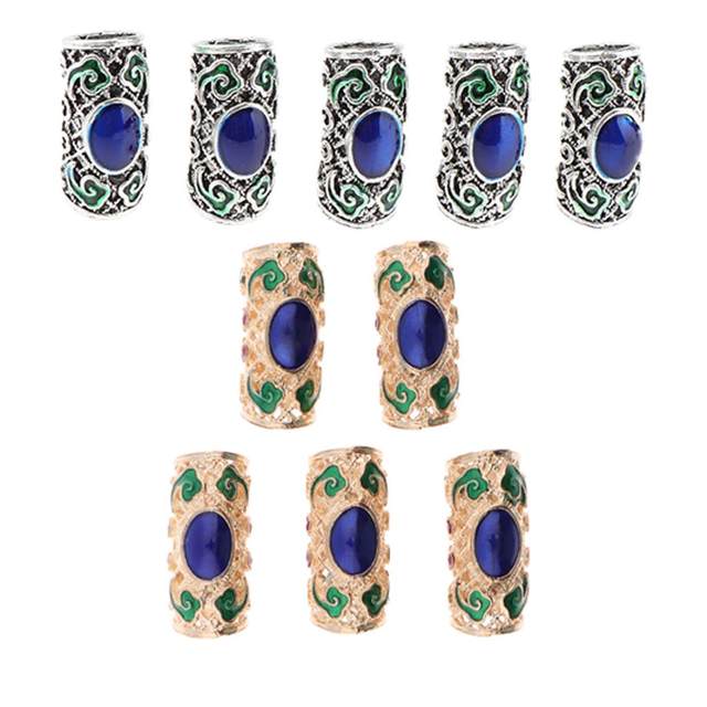 10x  Braid Antique Hair Cuffs Silver Gold Beads Rings Clips Tubes