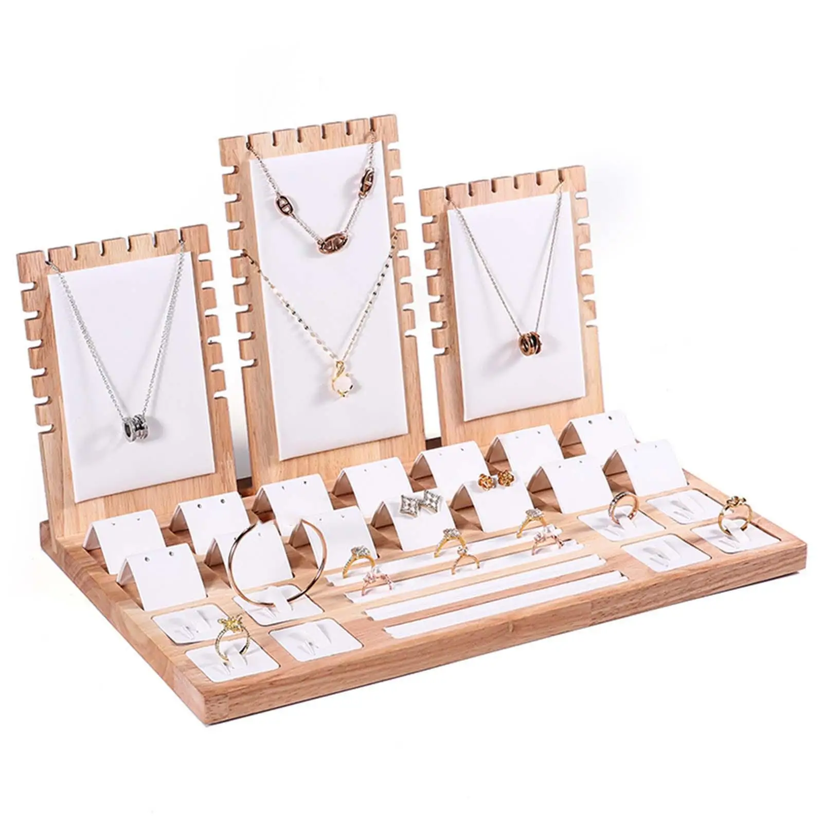 Jewelry Display Stand Bamboo Large Capacity Multipurpose Storage for Necklace Earrings