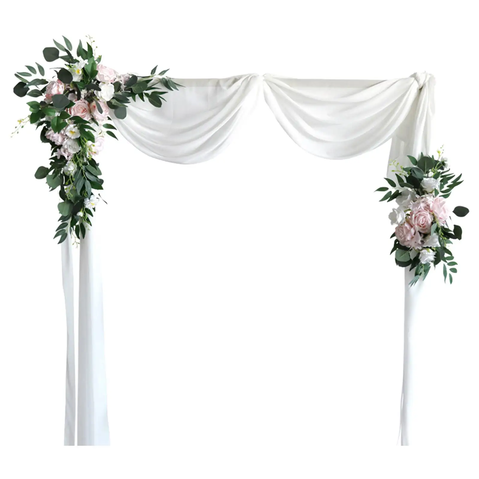 2Pcs Artificial Wedding Arch Flowers Wedding Ceremony White Draping Fabric Greenery Arbor Decor Ornaments Backdrop Wall
