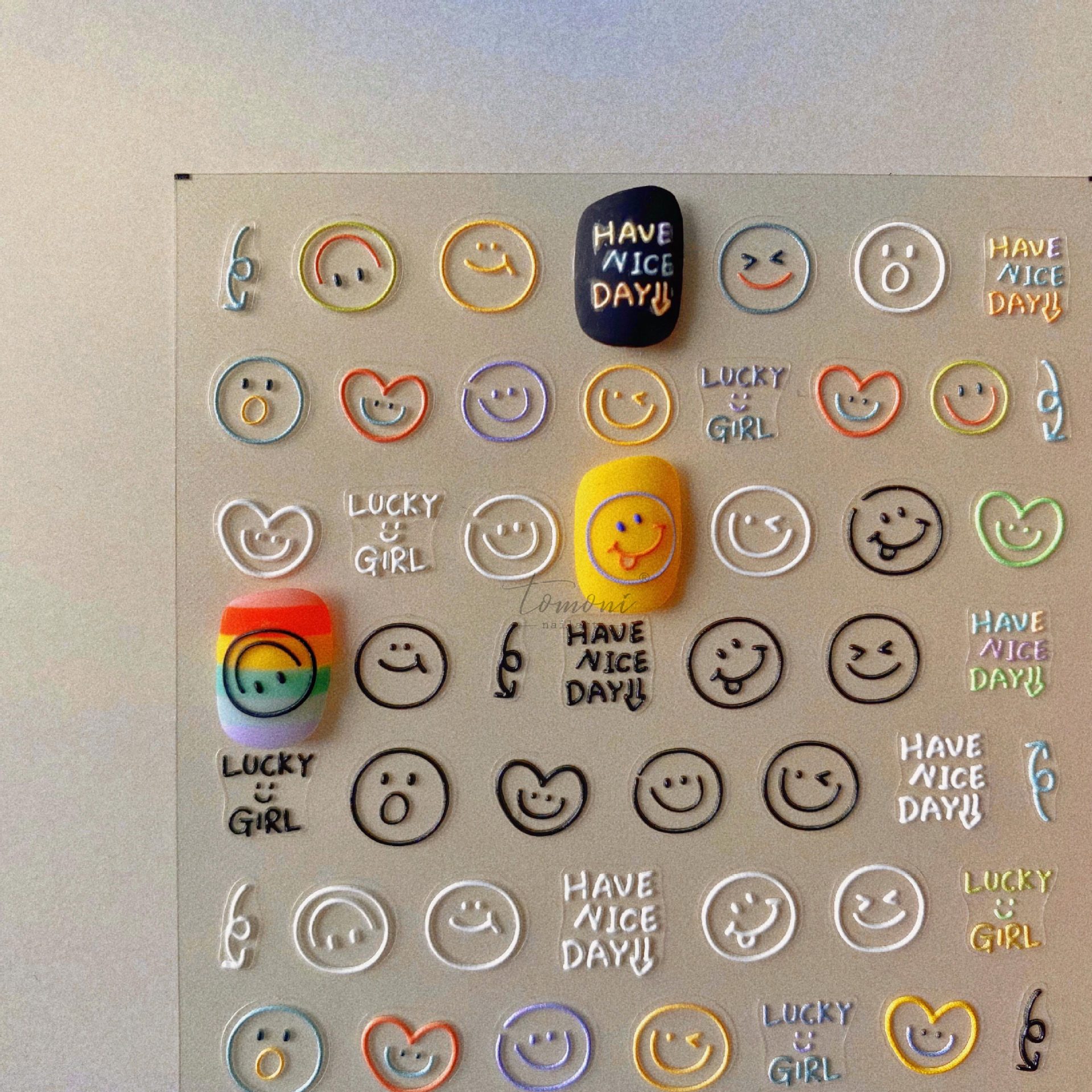 Best of Smile Stickers Heart Love Bear Nail Stickers Cute 5d Embossed Letter Rainbow Smile Decals Decoration Tips DIY Manicure Reviews & Tips