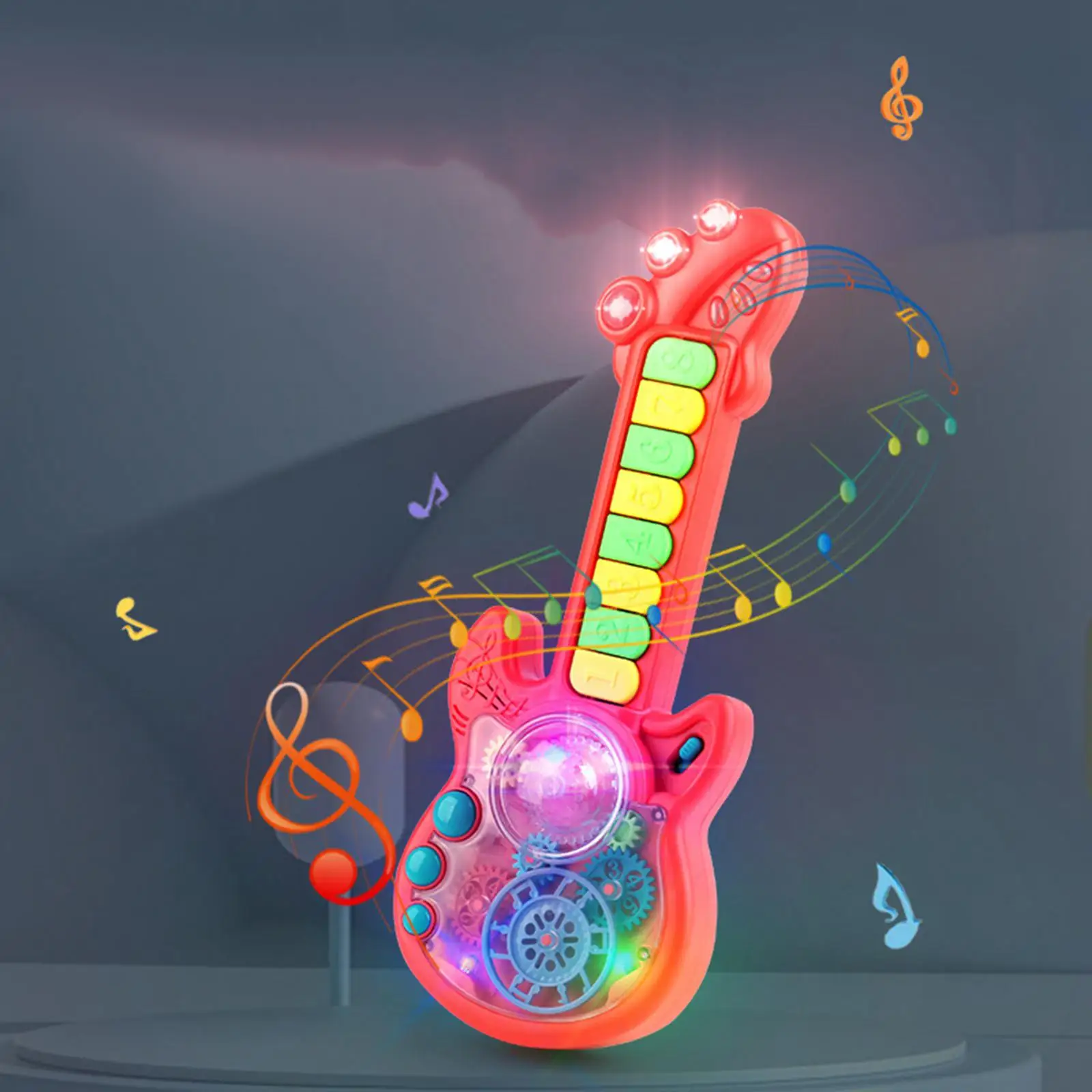 Eight Key Switches ,Guitar Electronic Musical Toy, Soft Music ,with Lanyard Educational for Birthday