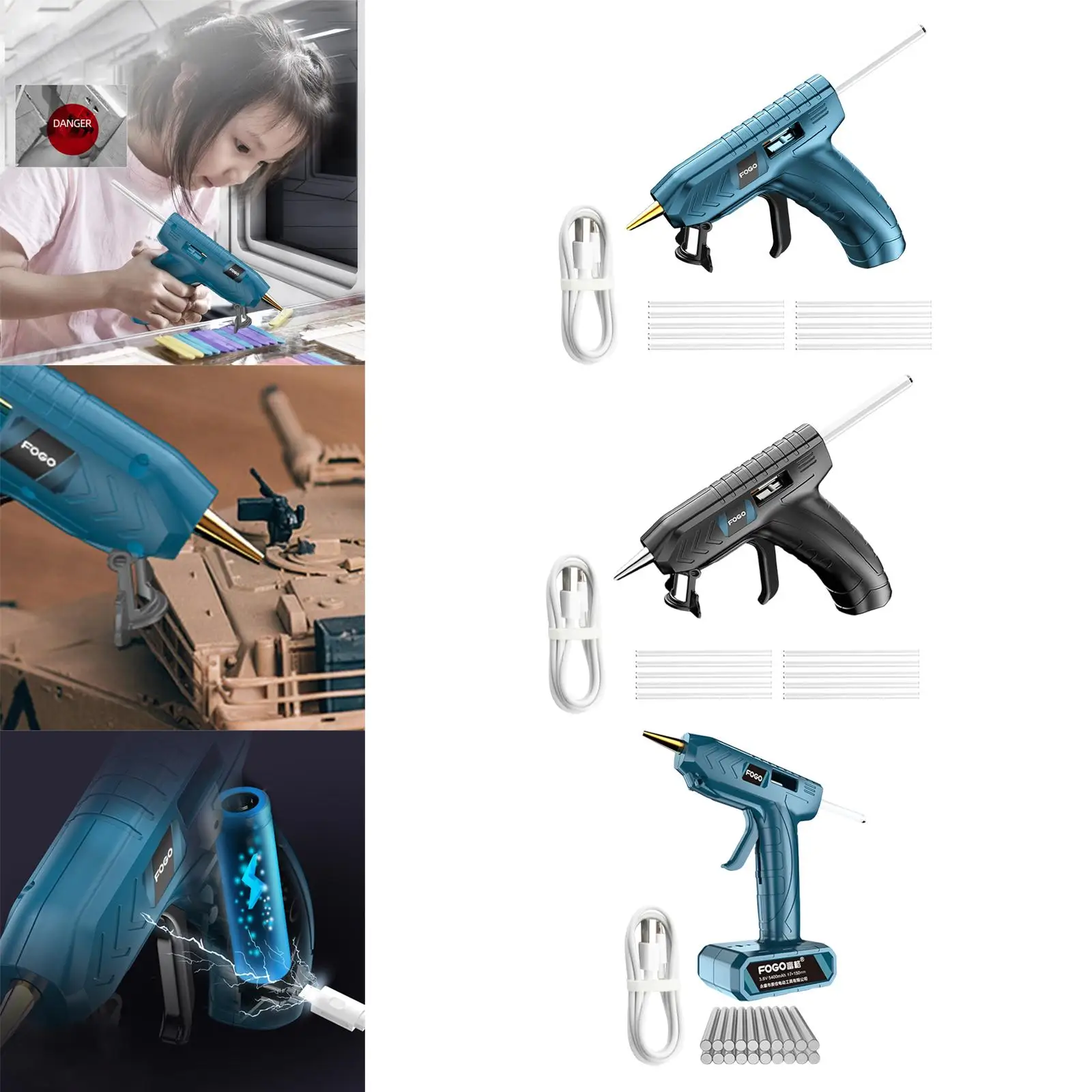 Hot Melt Glue Gun with Clear Glue Sticks Electric Automatic Power Off for Quick Home Repairs Hobby Craft Arts DIY Sealing