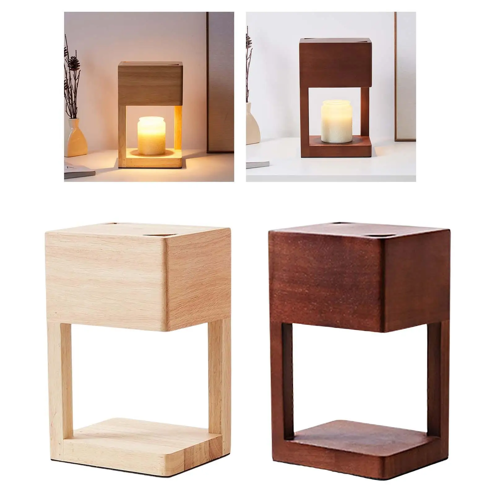 Electric Candle Warmer Lamp Wooden Base Table Lamp Candle Melter Wax Lamp for Bedroom