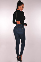 High-Waisted Stretchy Slim Fit Denim Jeans Jeans color: Dark Blue|Light Blue