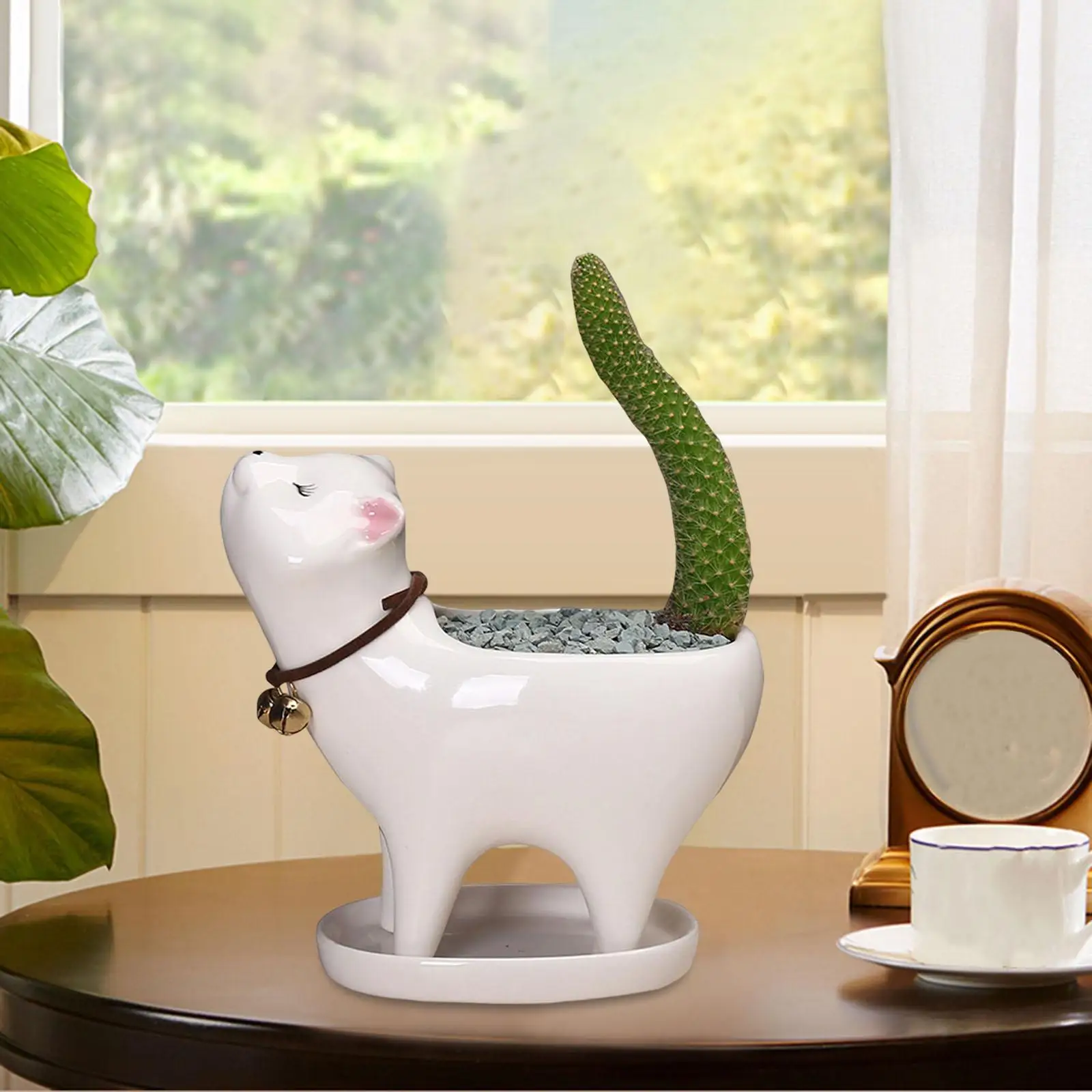 Ceramic Succulent Planter Pots Flowerpot Ornaments Cute Cat Tail Plant Holder Cactus Flower Container Vase Pot for Home Decor