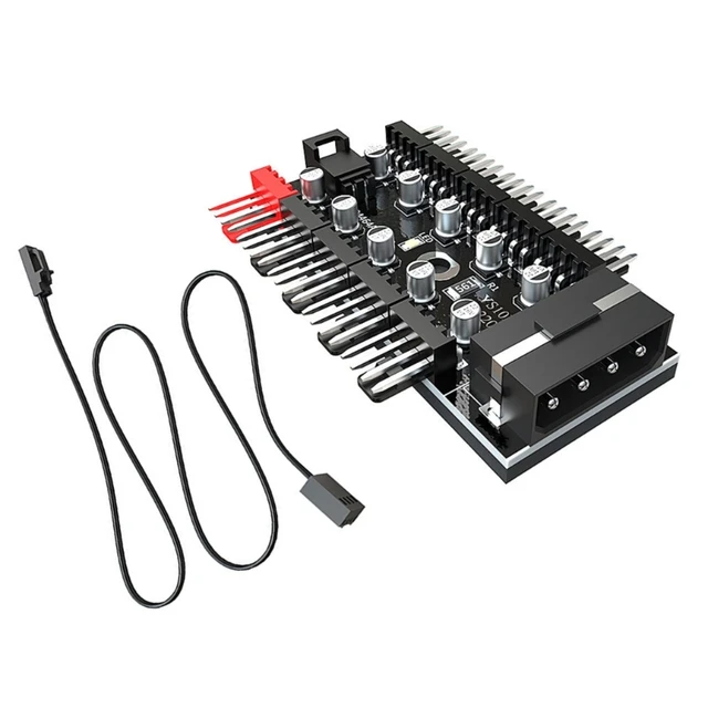 12V 10 Way 4pin Fan Hub Speed Controller Regulator For Computer Case With  PWM Connection Cable