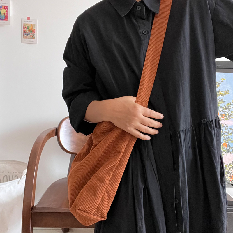 Retro Cord frauen Schulter Tasche Einfache Große Kapazität Weibliche Casual Tote Umhängetaschen Einfarbig Damen Shopper Handtaschen – Detail 18