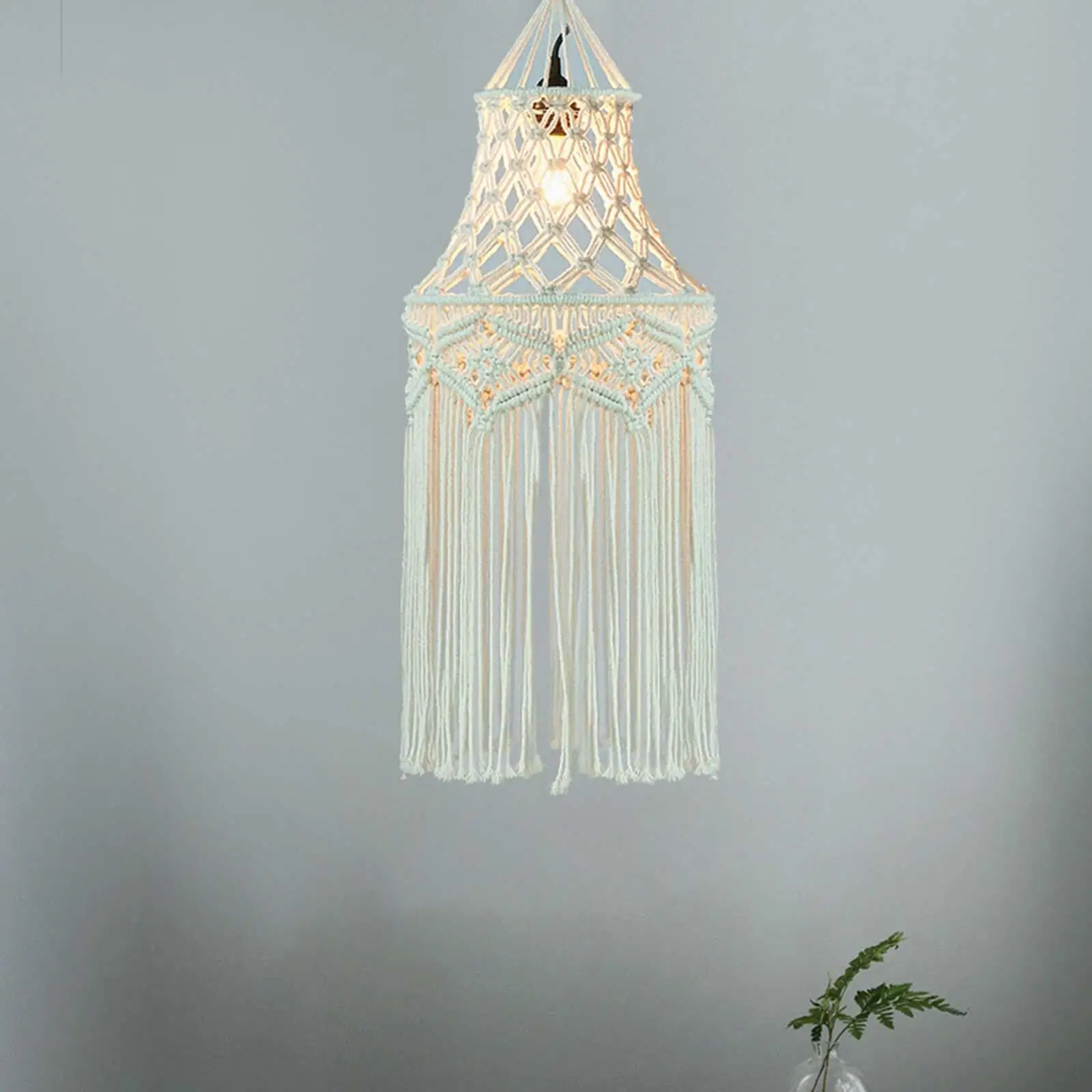 Macrame Tassel Lamp Shade Bohemian Handmade Woven Tapestry Chandelier Lampshade for Living Room Kitchen Bedroom Hotel Decoration