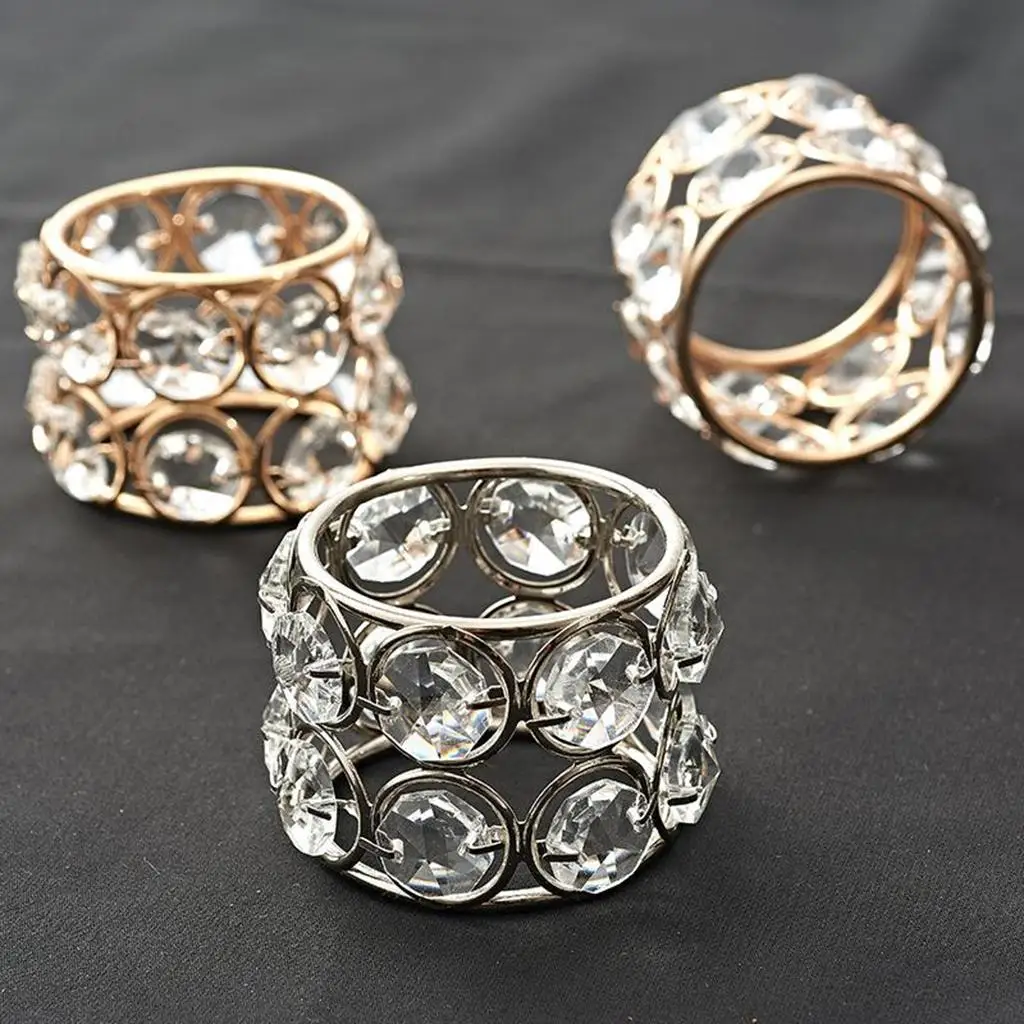 Exquisite Crystal Napkin Holders Rings Buckles for Wedding Centerpieces Celebration Dinner Table Decorative