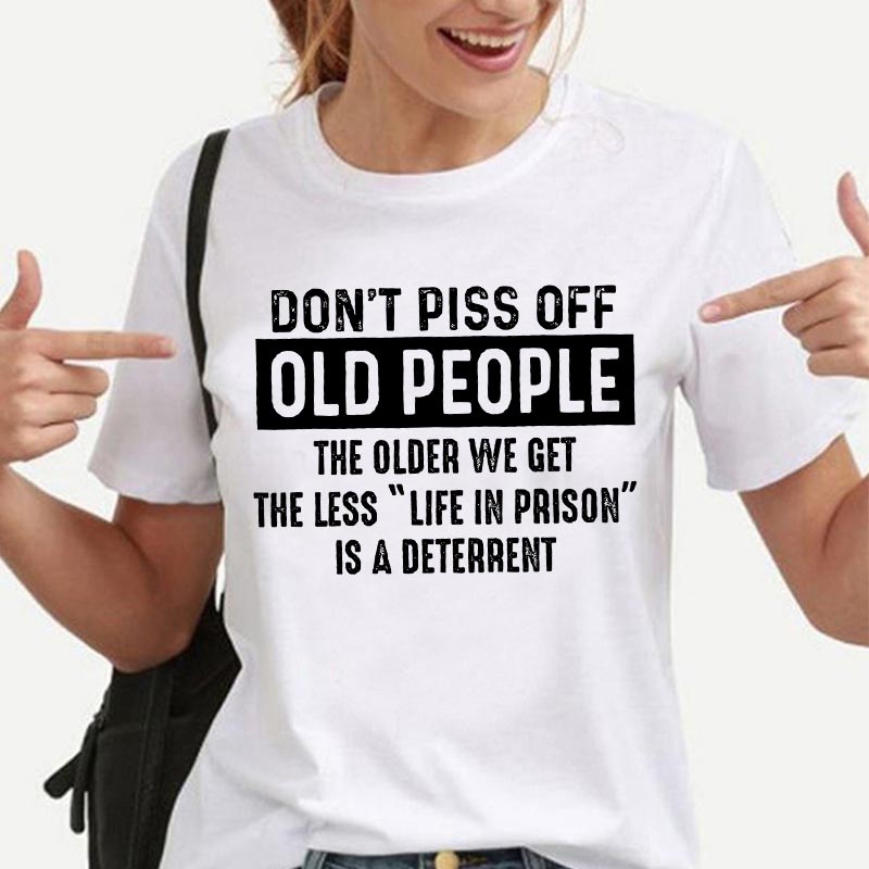 Verpiss alte Leute nicht lustige Männer Frauen Sommer T-Shirt lose kurz ärmel ige lässige Basic-Shirt o Hals T-Shirt für Männer Overs ize – Detail 6