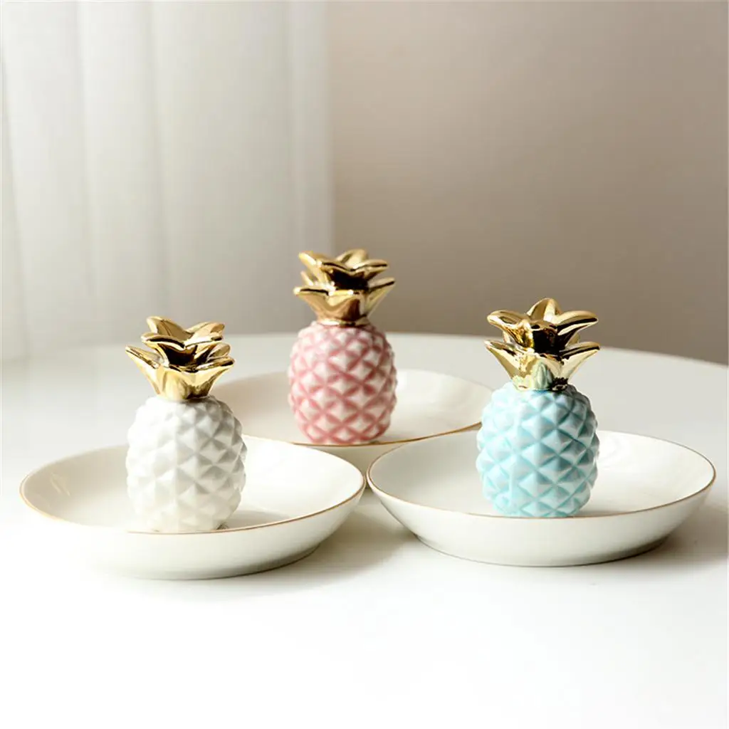 Ceramic Pineapples Earrings Holder Jewelry Dish Display Trinkets Trays