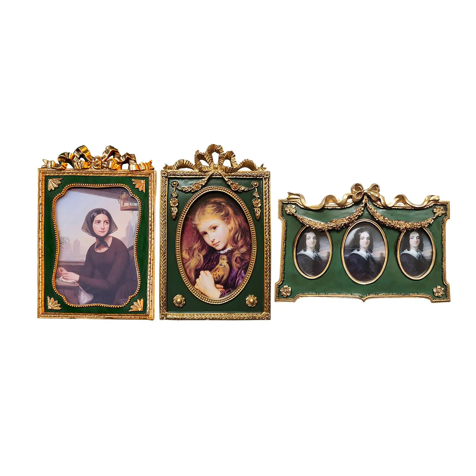 Antique Resin Photo Display Frame Tabletop Wall Hanging European Style Easier to Display Bowknot Decoration , Photo Gallery Art