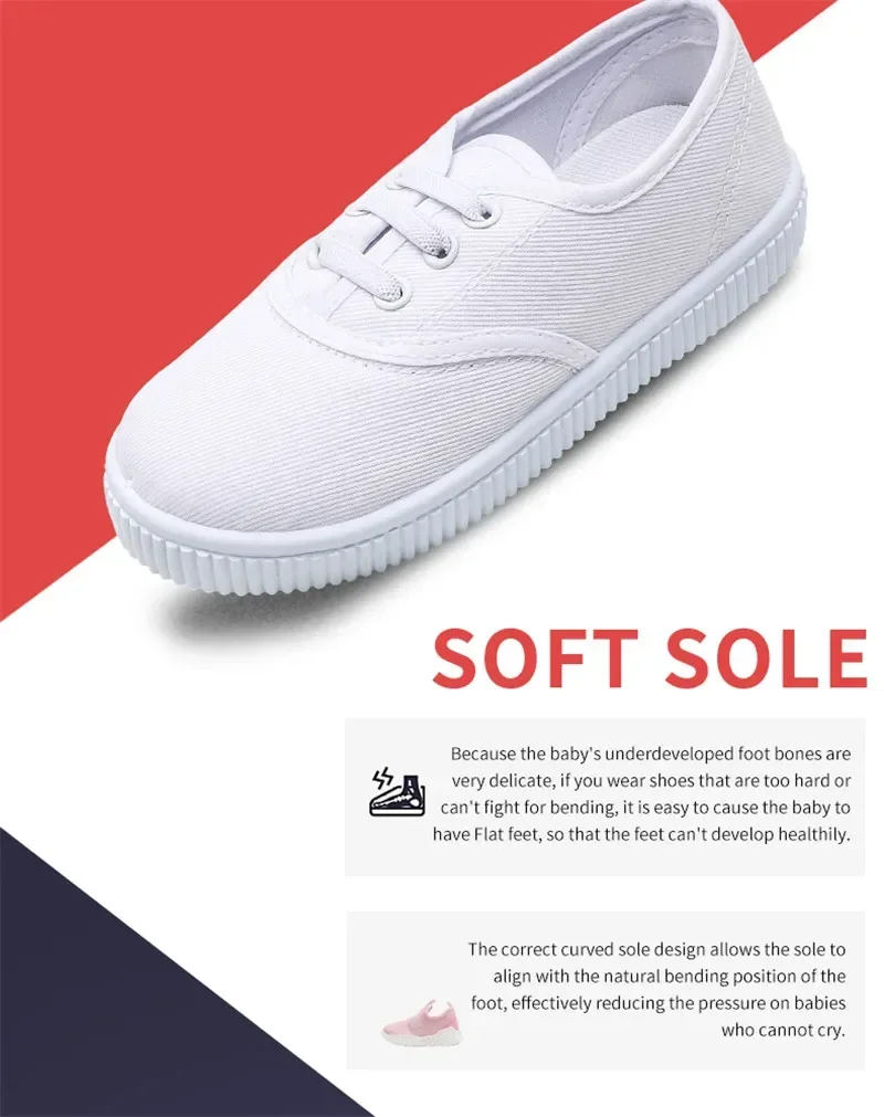 Weiße Leinwand Schuhe für Jungen Jungen Mädchen Freizeit schuhe Kinder niedliche weiche Sohle Wanderschuhe Kleinkind Kinderschuhe – Detail 5