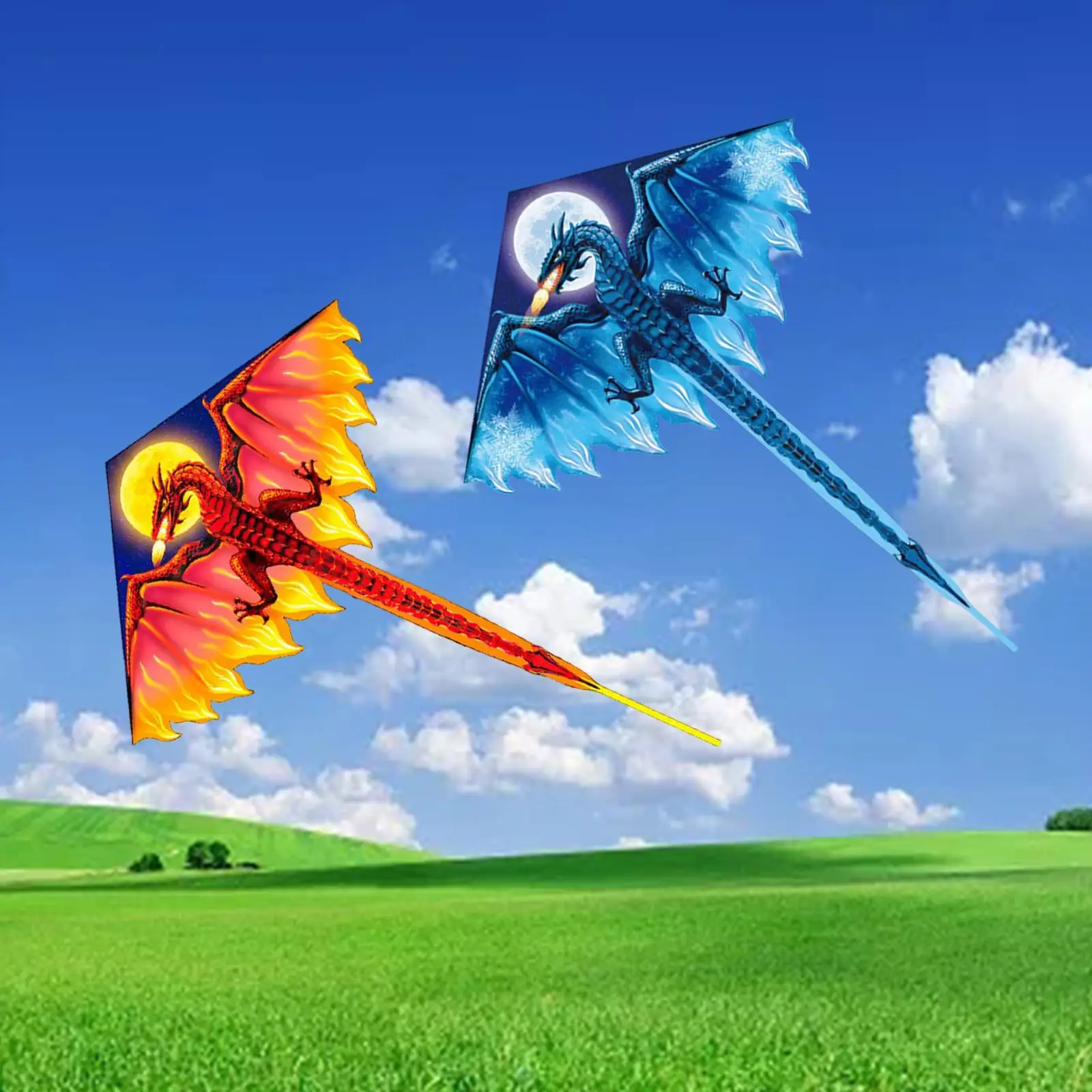 Large Spring Kite Easy to Fly Funny Colorful 3D dragon Animal for park Family