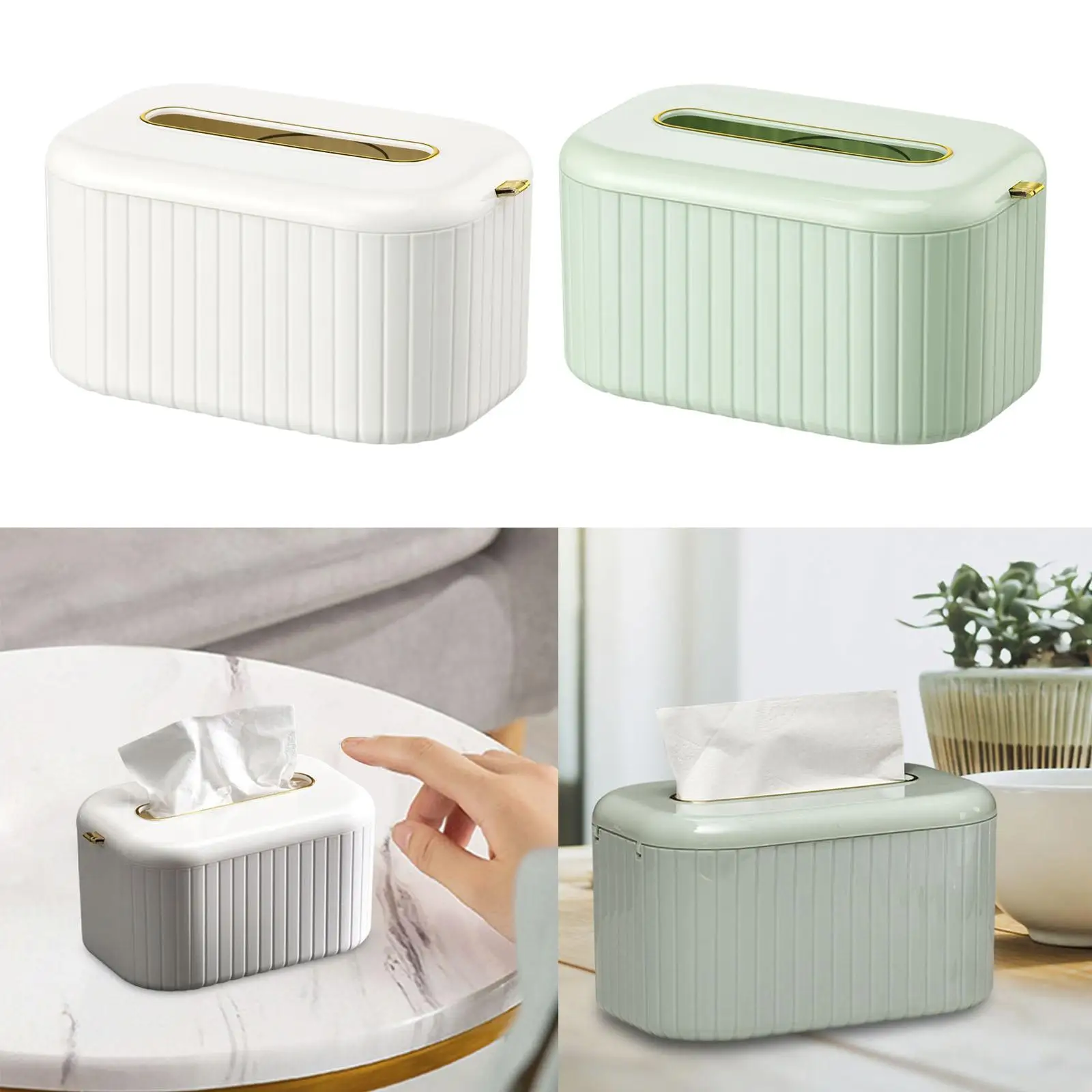 Bottom Spring Tissue Cover Boxes Rectangle Paper Face Storage Box for Kitchen