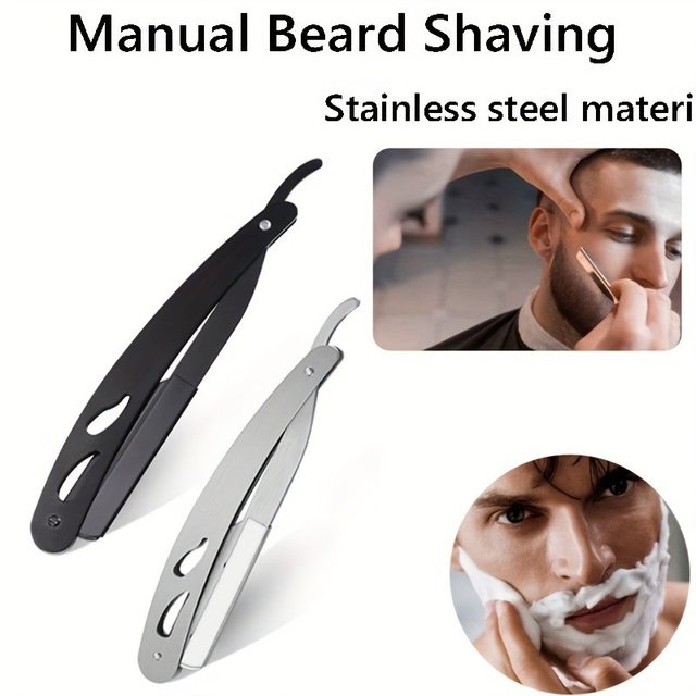 Old-fashioned Folding Manual Shavers Stainless Steel Handle