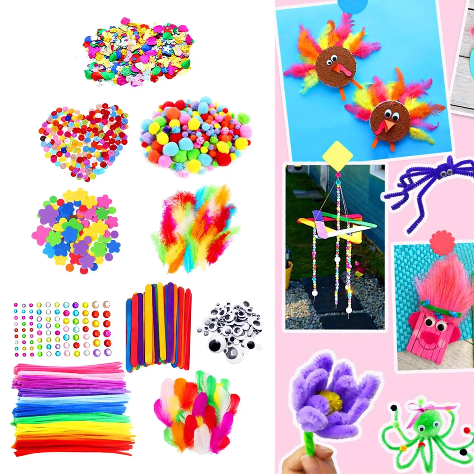 Arts Crafts Supplies for Kids Assorted for  Projects DIY Materials