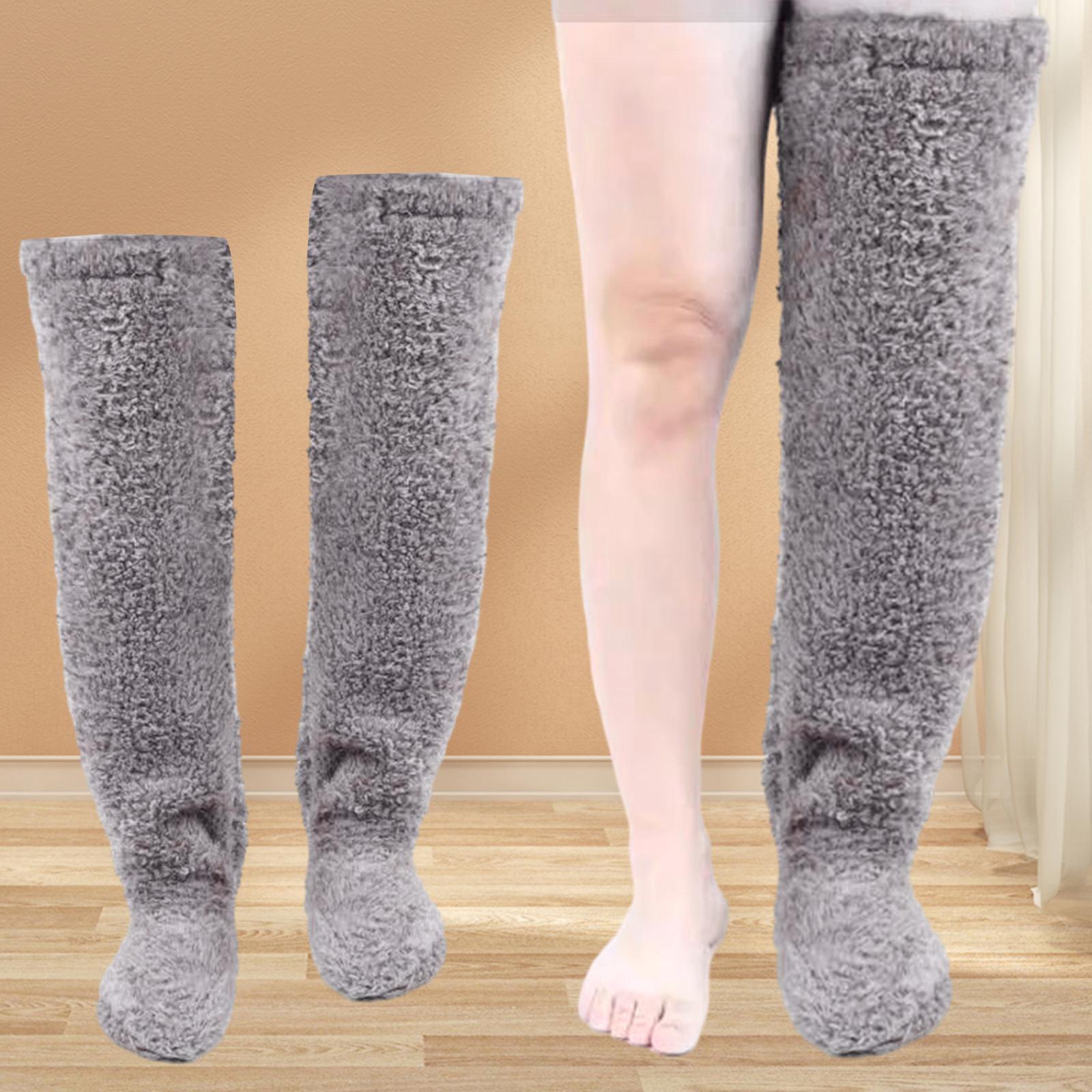 Plush Leg Warmers Long Legs Socks Foot Wrap Shin Guards Knee Brace Thigh High Socks for Office Bedroom Home Living Room Adults