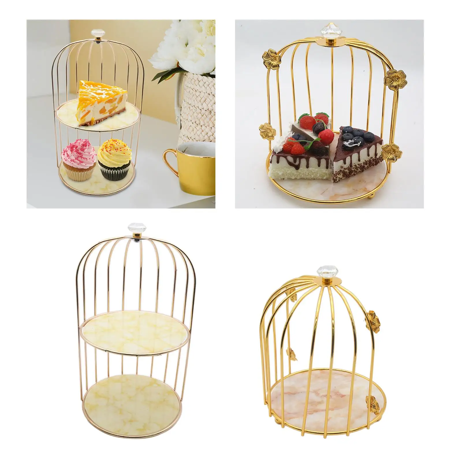 Metal Bird Cage Makeup Organizer Perfume Lipstick Cupcake Stand Holder Nordic Cosmetic Rack for Bedroom Home Dresser Decoration