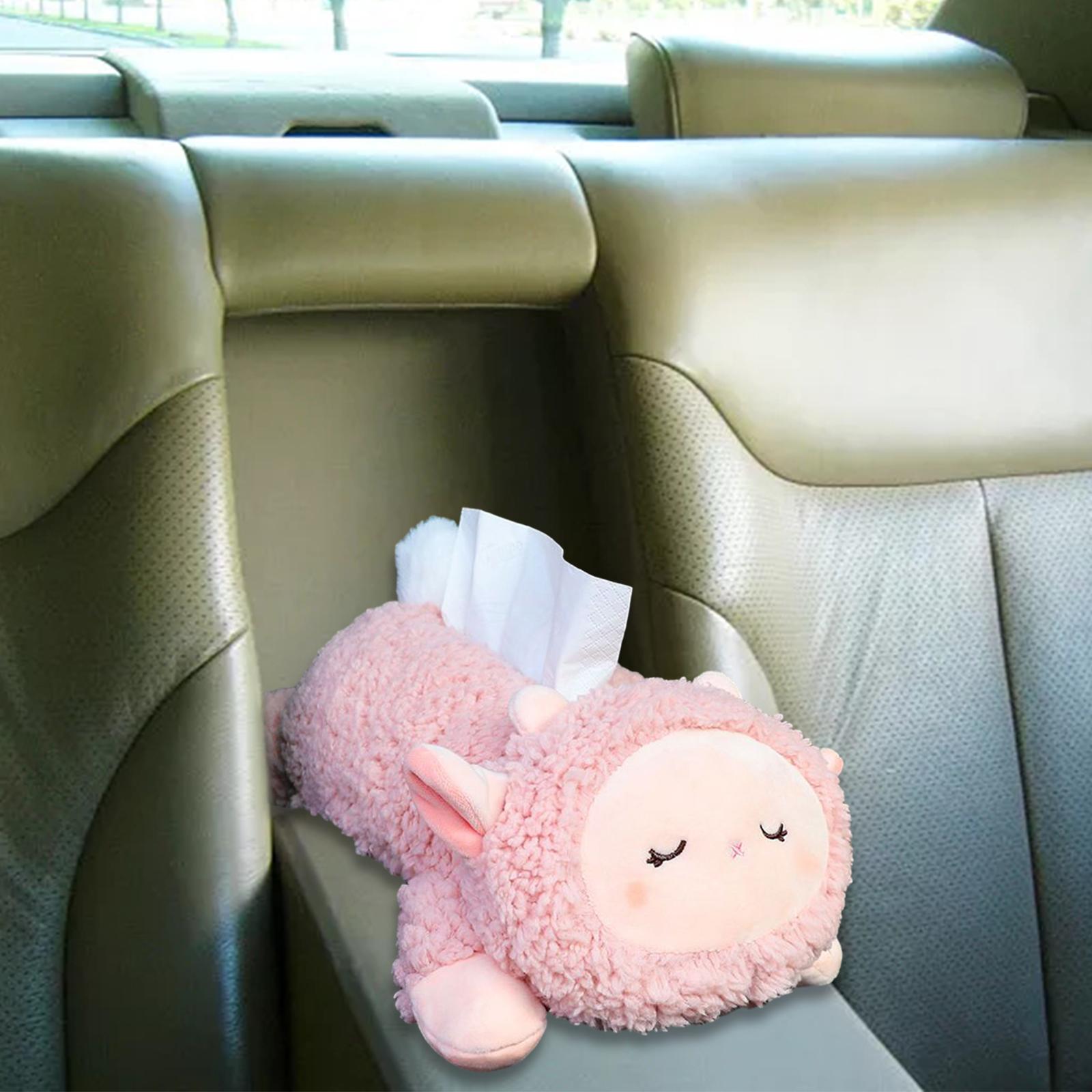 Plush Car Tissue Holder Cute Interior Decoration Paper Storage Box