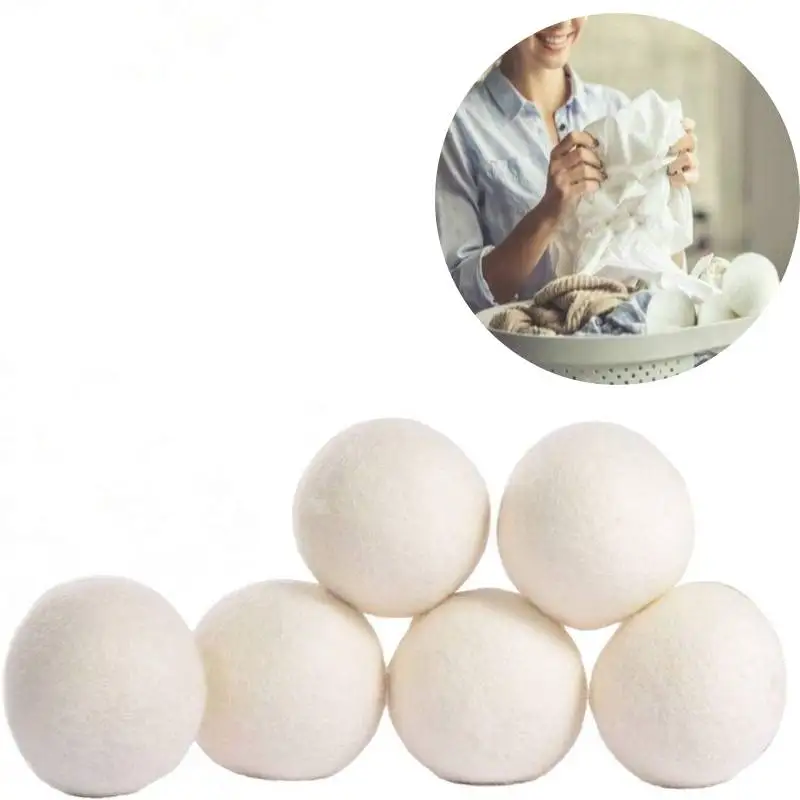 6PCS Natural Reusable Laundry Clean Practical Home Wool Tumble Dryer Balls JA